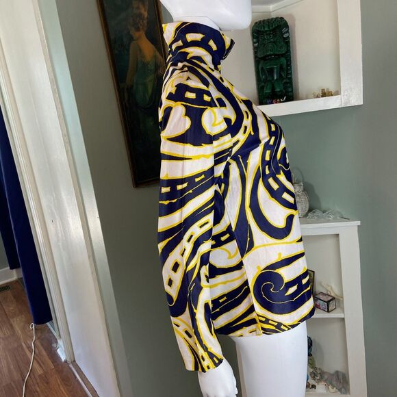 Vintage 60s 70s Christenfeld Psychedelic M Medium Floral Blouse Shirt Poly Satin - Picture 7 of 12